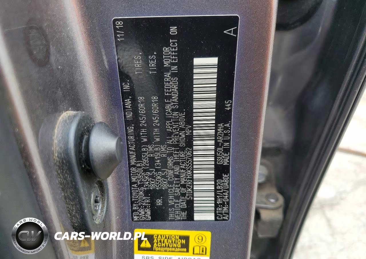 2019 Toyota Highlander Xle VIN:5TDKZRFHXKS557062 - 13