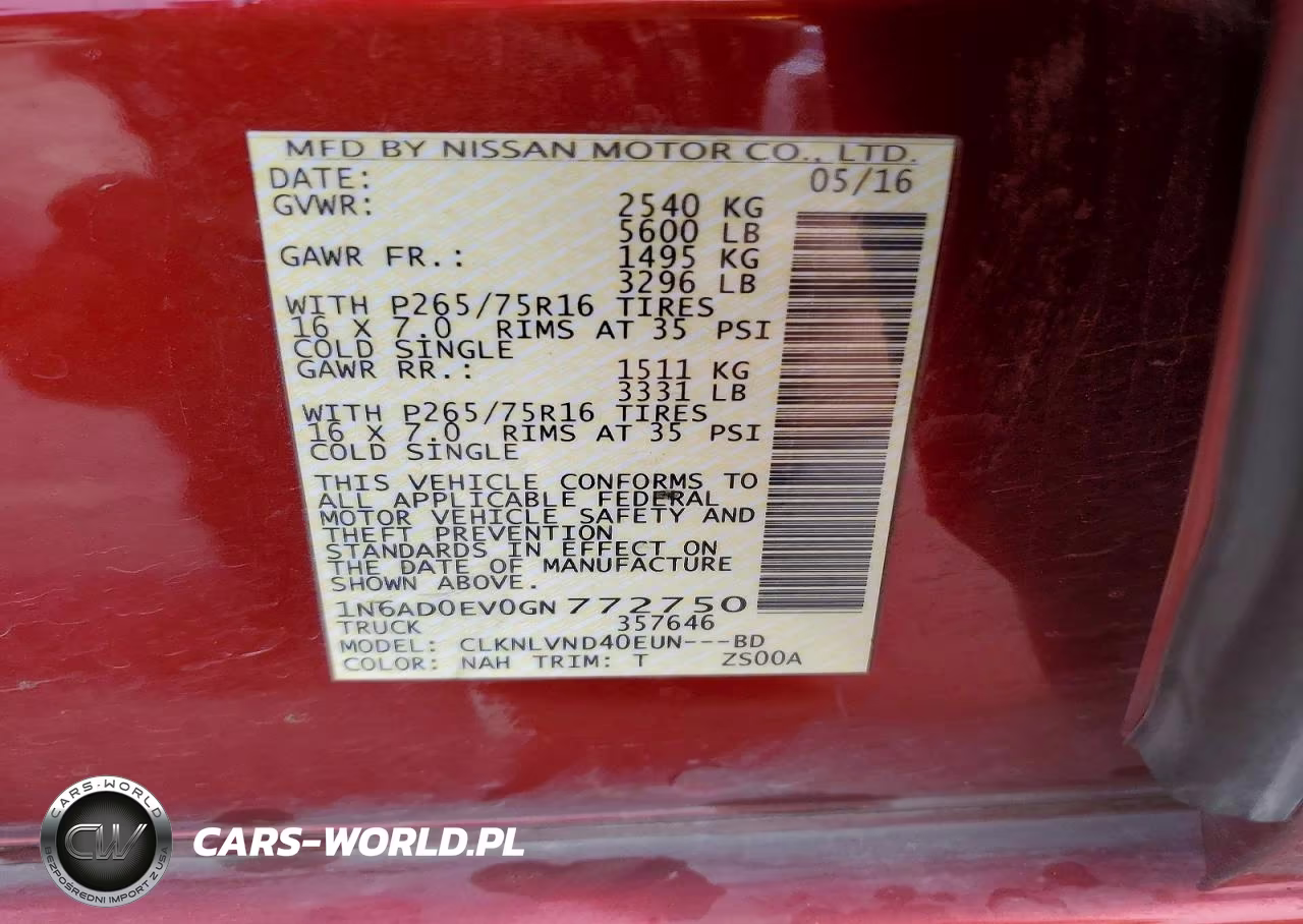 2016 Nissan Frontier Pro-4X VIN:1N6AD0EV0GN772750 - 12