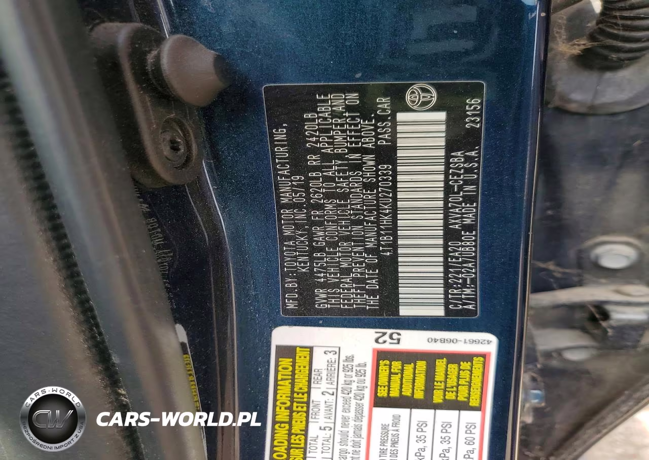 2019 Toyota Camry Se VIN:4T1B11HK4KU270339 - 12