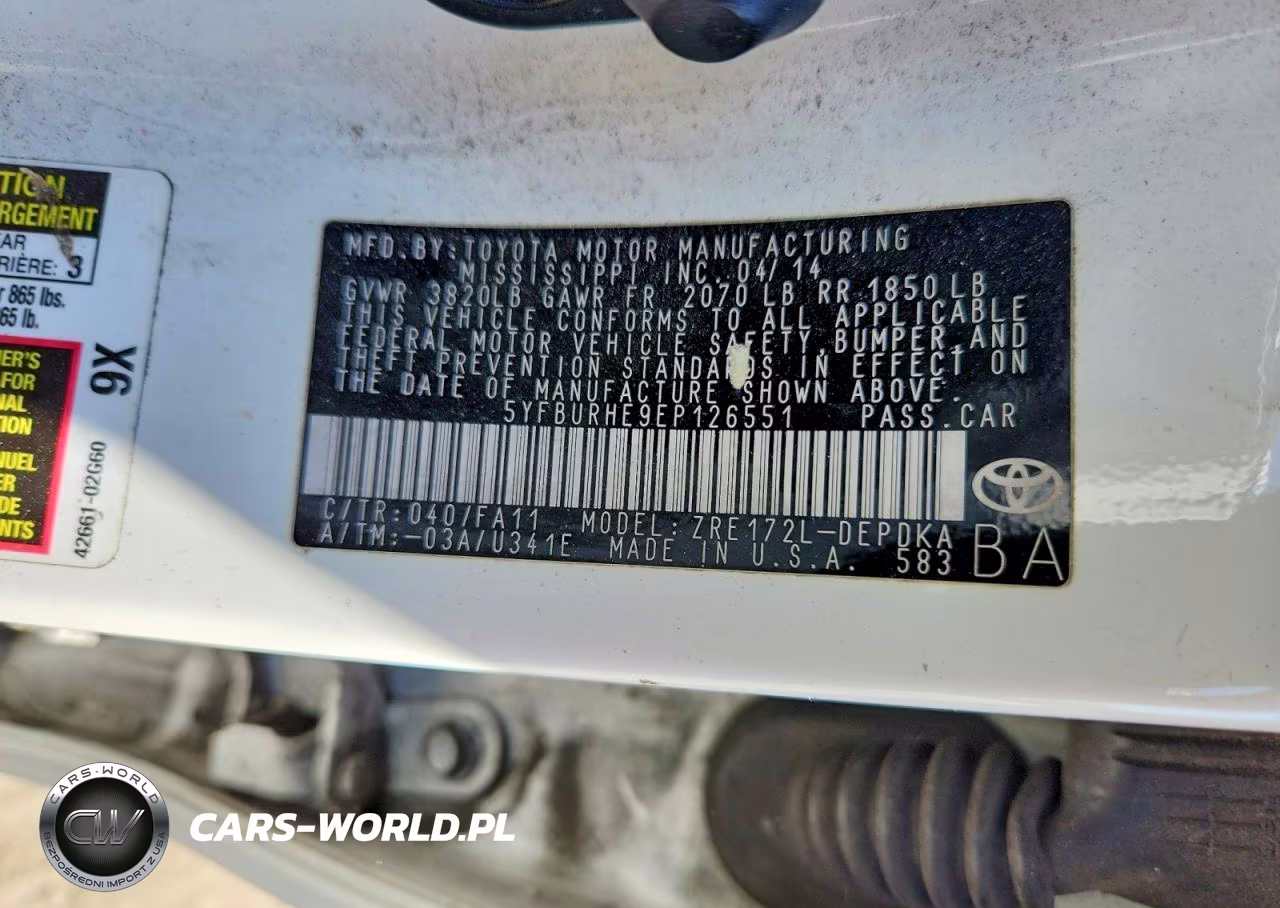 2014 Toyota Corolla L VIN:5YFBURHE9EP126551 - 12
