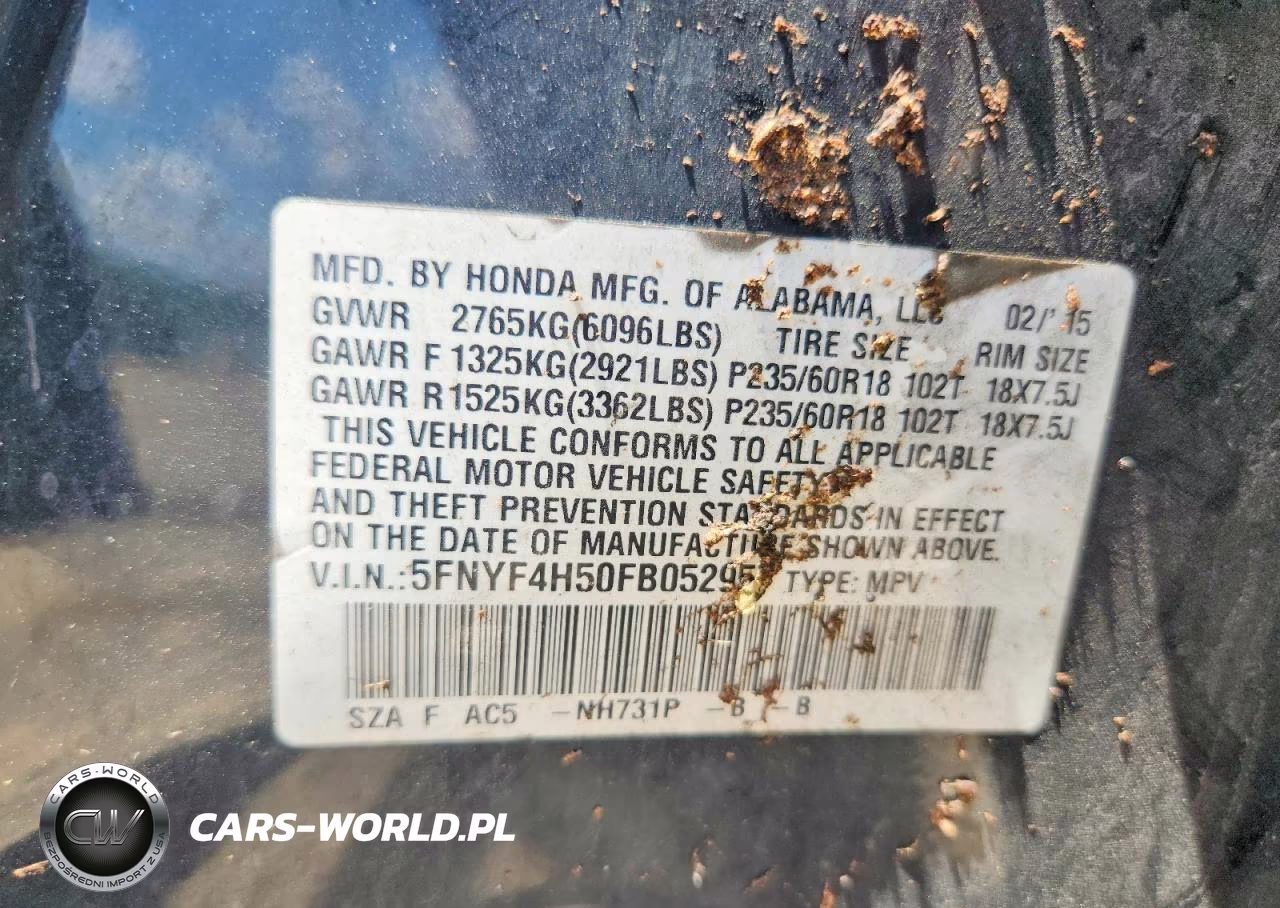 2015 Honda Pilot Exl VIN:5FNYF4H50FB052957 - 13