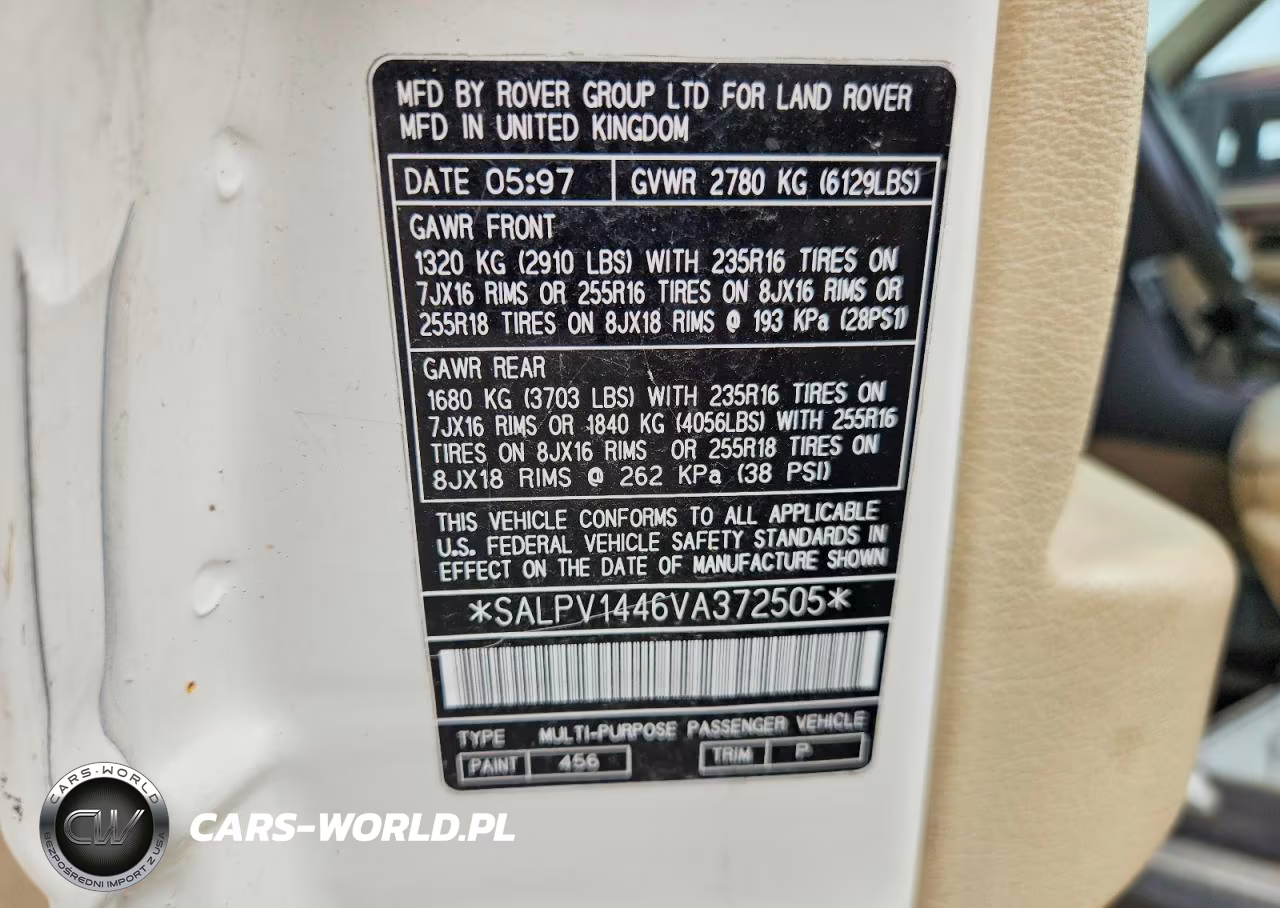1995 Land Range Rover VIN:SALPV1446VA372505 - 13