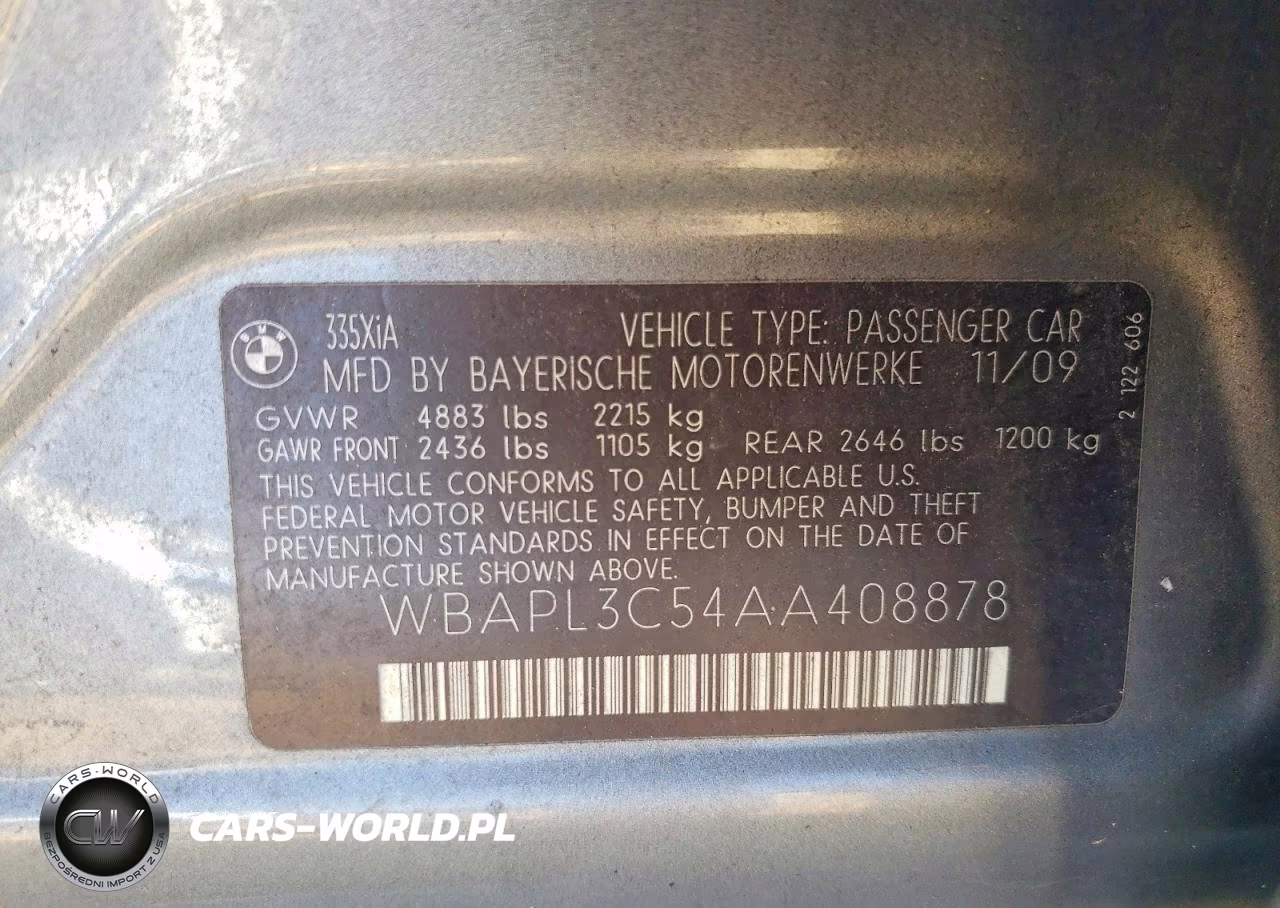 2010 BMW 335 Xi VIN:WBAPL3C54AA408878 - 12