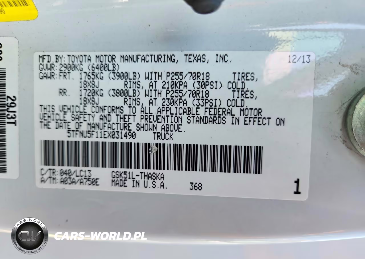 2014 Toyota Tundra Sr VIN:5TFNU5F11EX031490 - 12