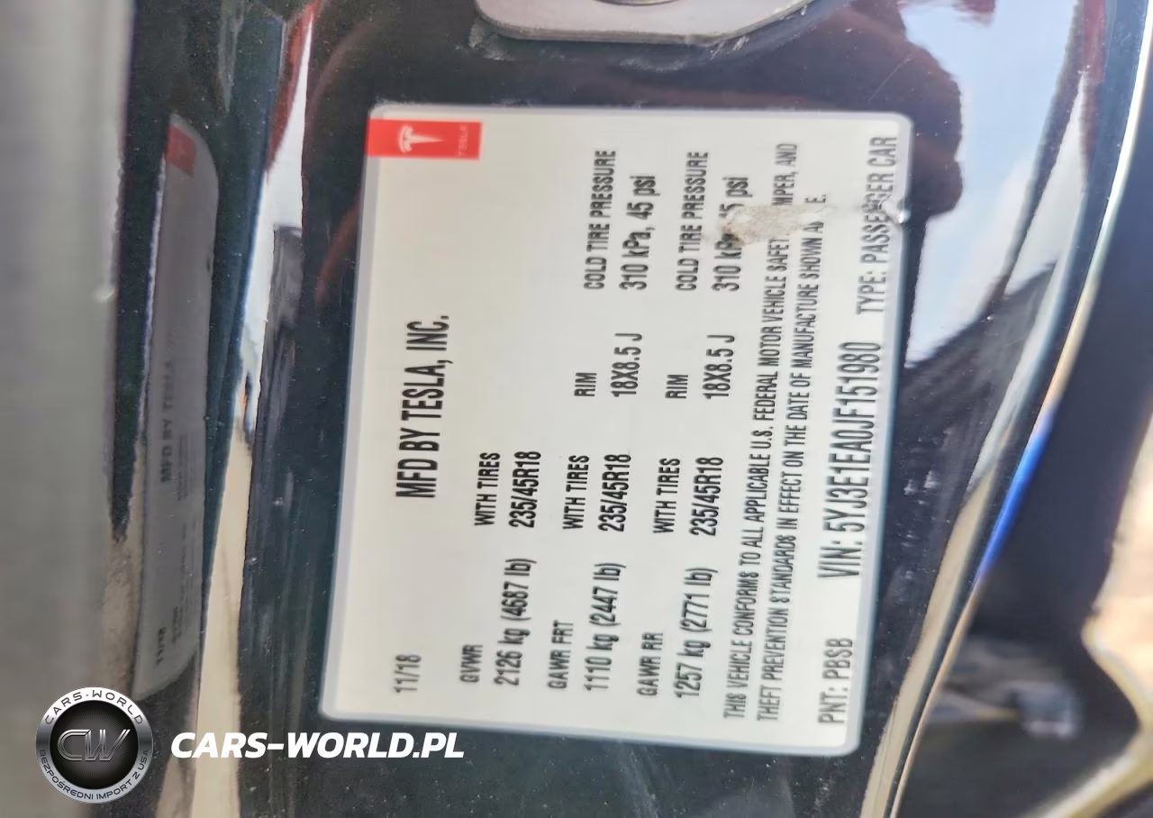 2018 Tesla Model 3 VIN:5YJ3E1EA0JF151980 - 12