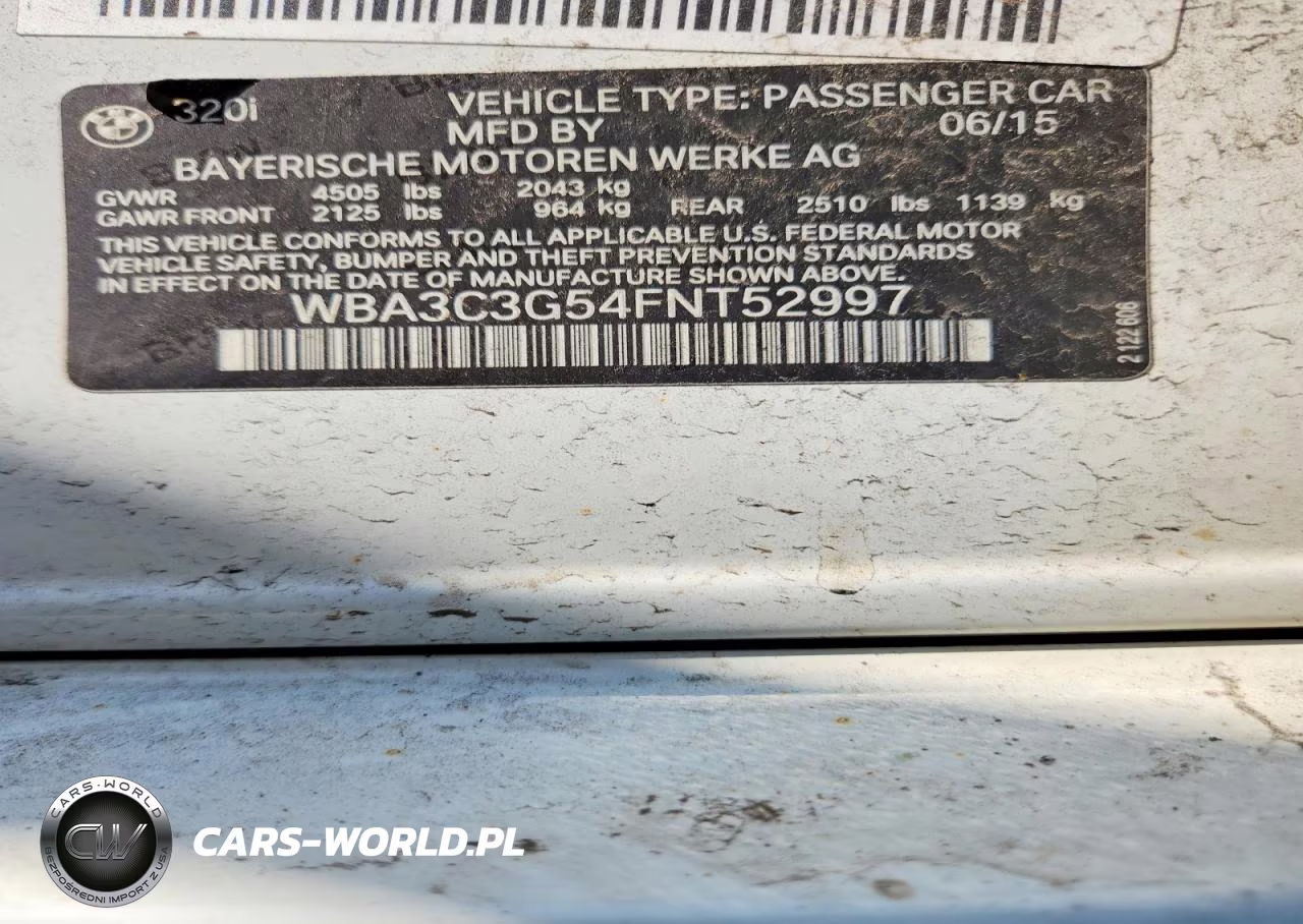 2015 BMW 320 I xDrive VIN:WBA3C3G54FNT52997 - 12