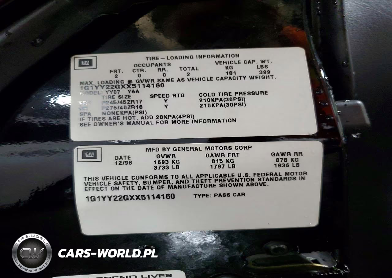 1999 Chevrolet Corvette VIN:1G1YY22GXX5114160 - 12