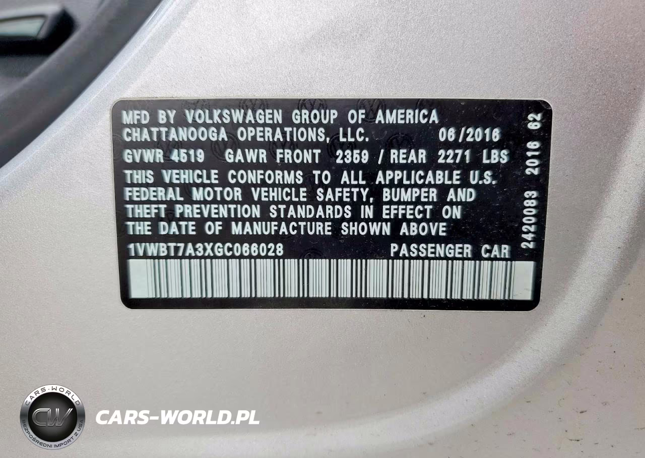 2016 Volkswagen Passat Se VIN:1VWBT7A3XGC066028 - 12