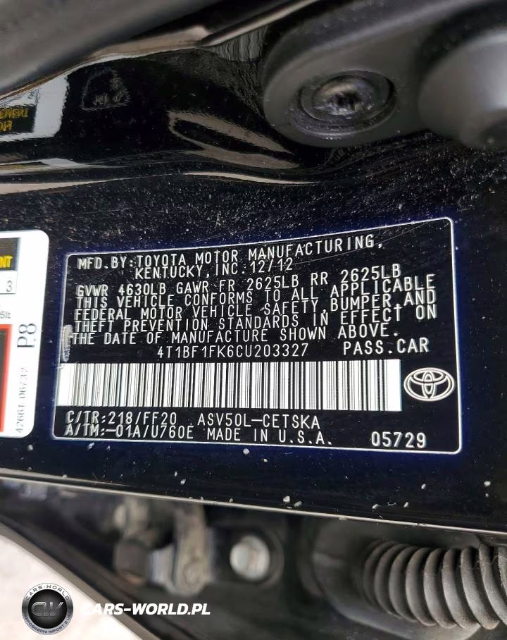 2012 Toyota Camry Se Sport Limited Edition VIN:4T1BF1FK6CU203327 - 12