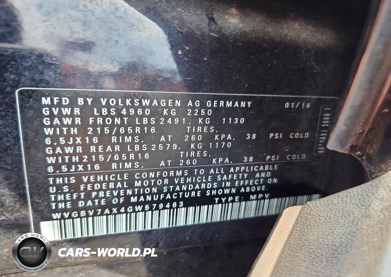 2016 Volkswagen Tiguan S VIN:WVGBV7AX4GW579463 - 13