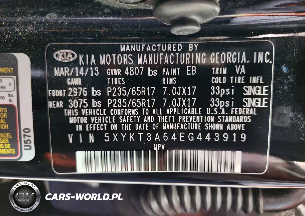 2014 Kia Sorento Lx VIN:5XYKT3A64EG443919 - 13