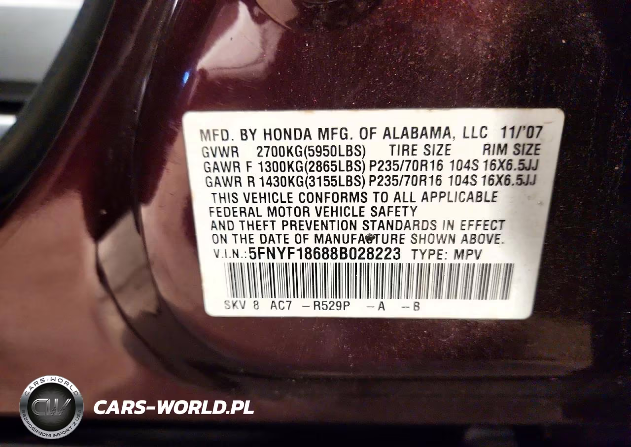 2008 Honda Pilot Exl VIN:5FNYF18688B028223 - 12