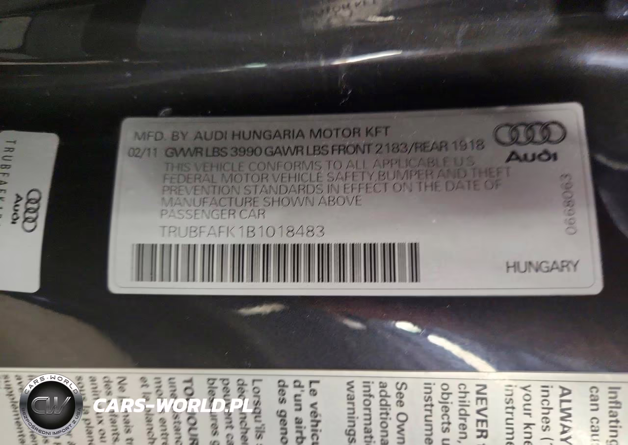 2011 Audi Tt Premium VIN:TRUBFAFK1B1018483 - 12
