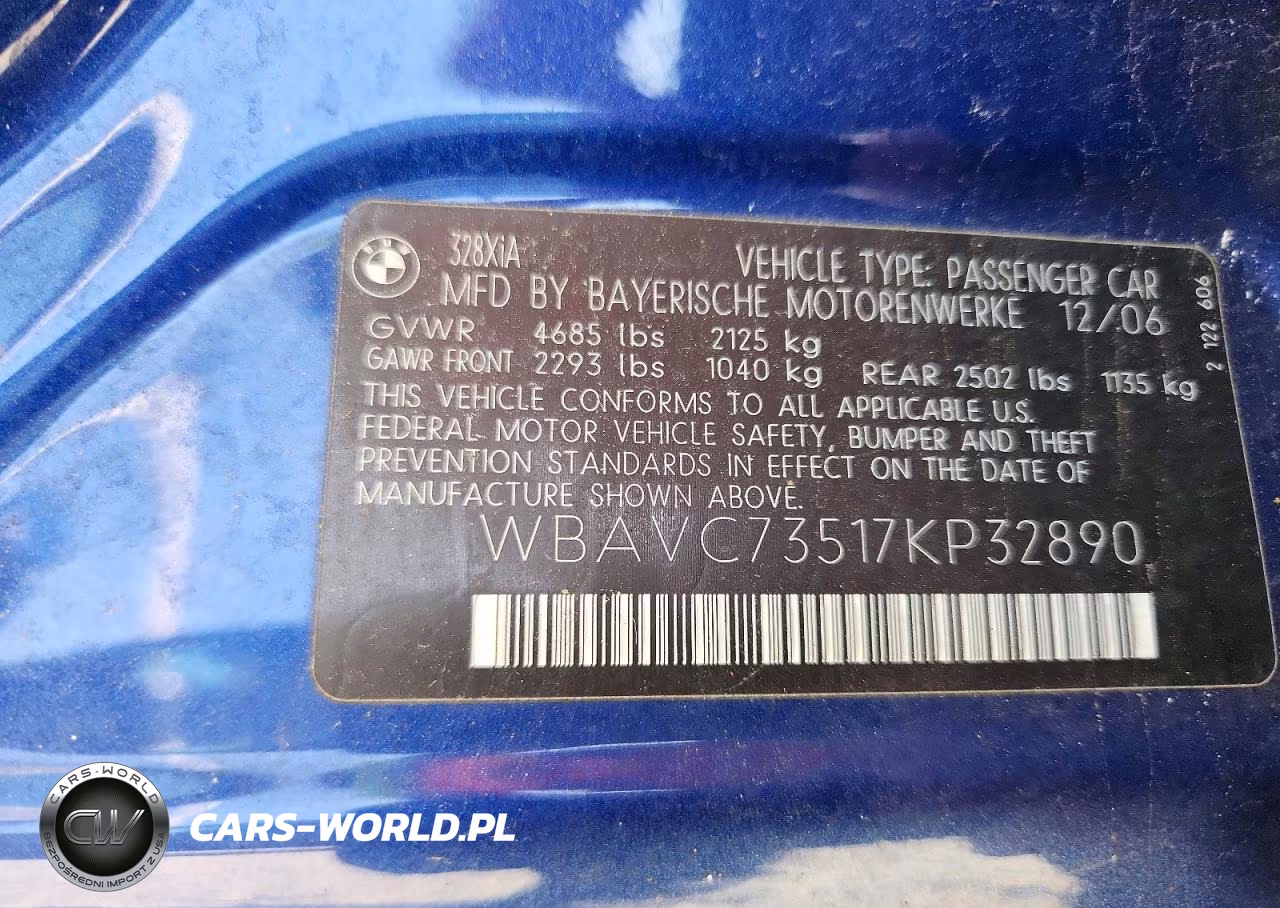 2007 BMW 328 Xi Sulev VIN:WBAVC73517KP32890 - 12
