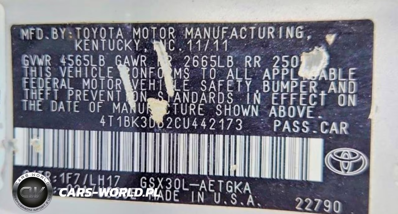2012 Toyota Avalon Base VIN:4T1BK3DB2CU442173 - 12