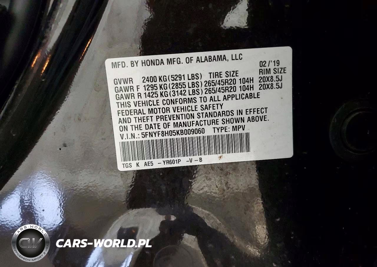 2019 Honda Passport Elite VIN:5FNYF8H05KB009060 - 13