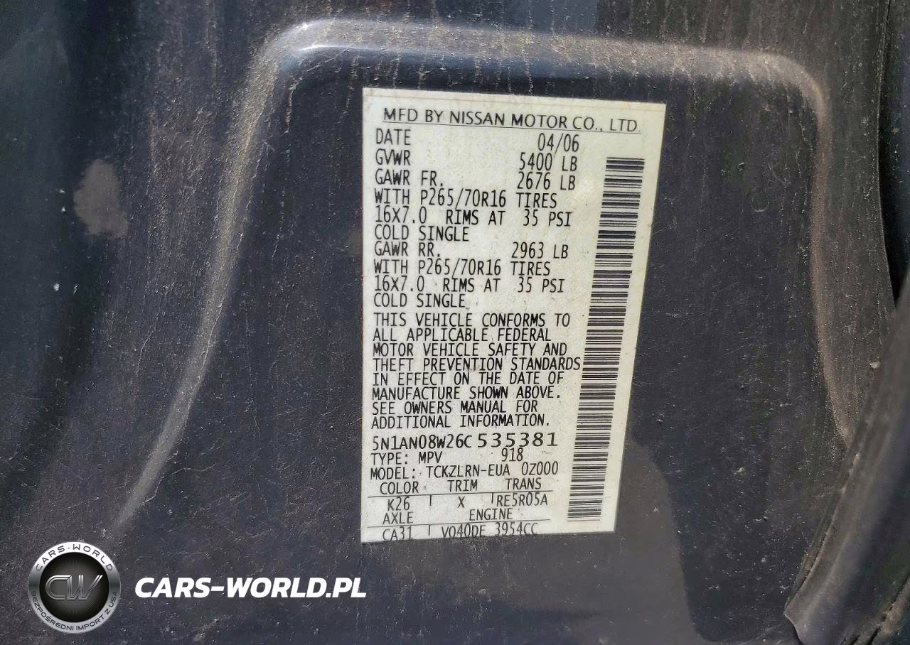 2006 Nissan Xterra X VIN:5N1AN08W26C535381 - 13
