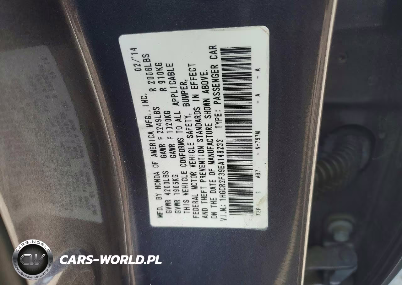 2014 Honda Accord Lx VIN:1HGCR2F39EA148232 - 12