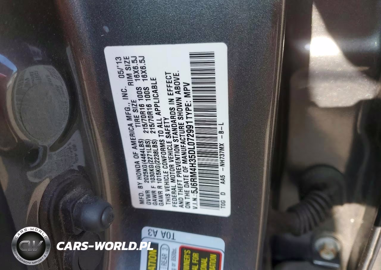 2013 Honda Cr-V Lx VIN:5J6RM4H35DL072991 - 12