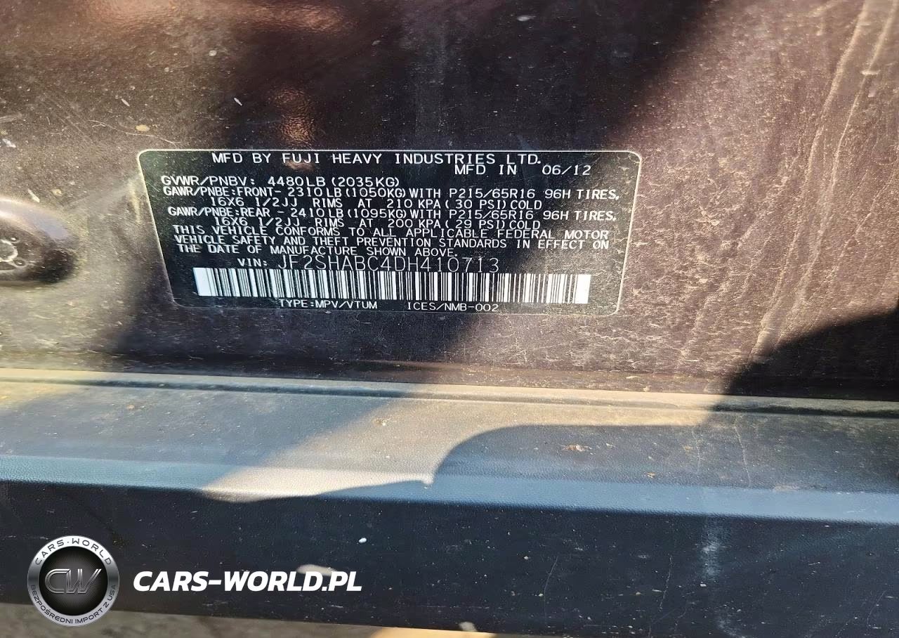 2013 Subaru Forester 2.5X VIN:JF2SHABC4DH410713 - 12