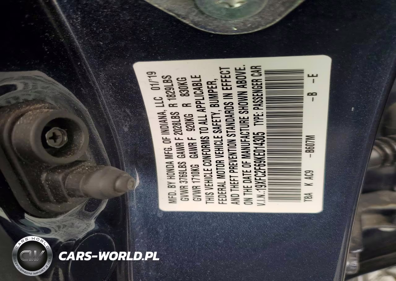 2019 Honda Civic Lx VIN:19XFC2F69KE014305 - 12