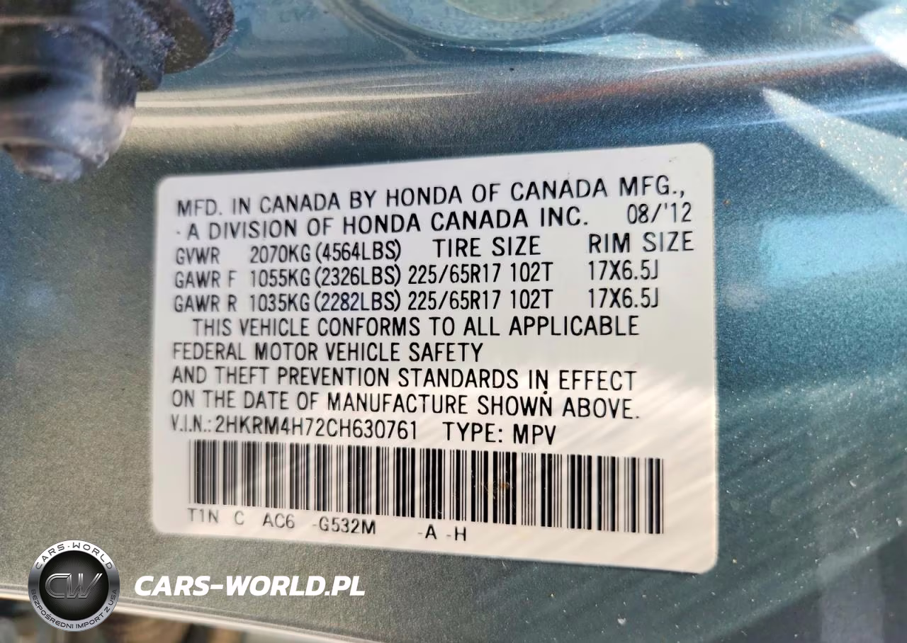 2012 Honda Cr-V Exl VIN:2HKRM4H72CH630761 - 13