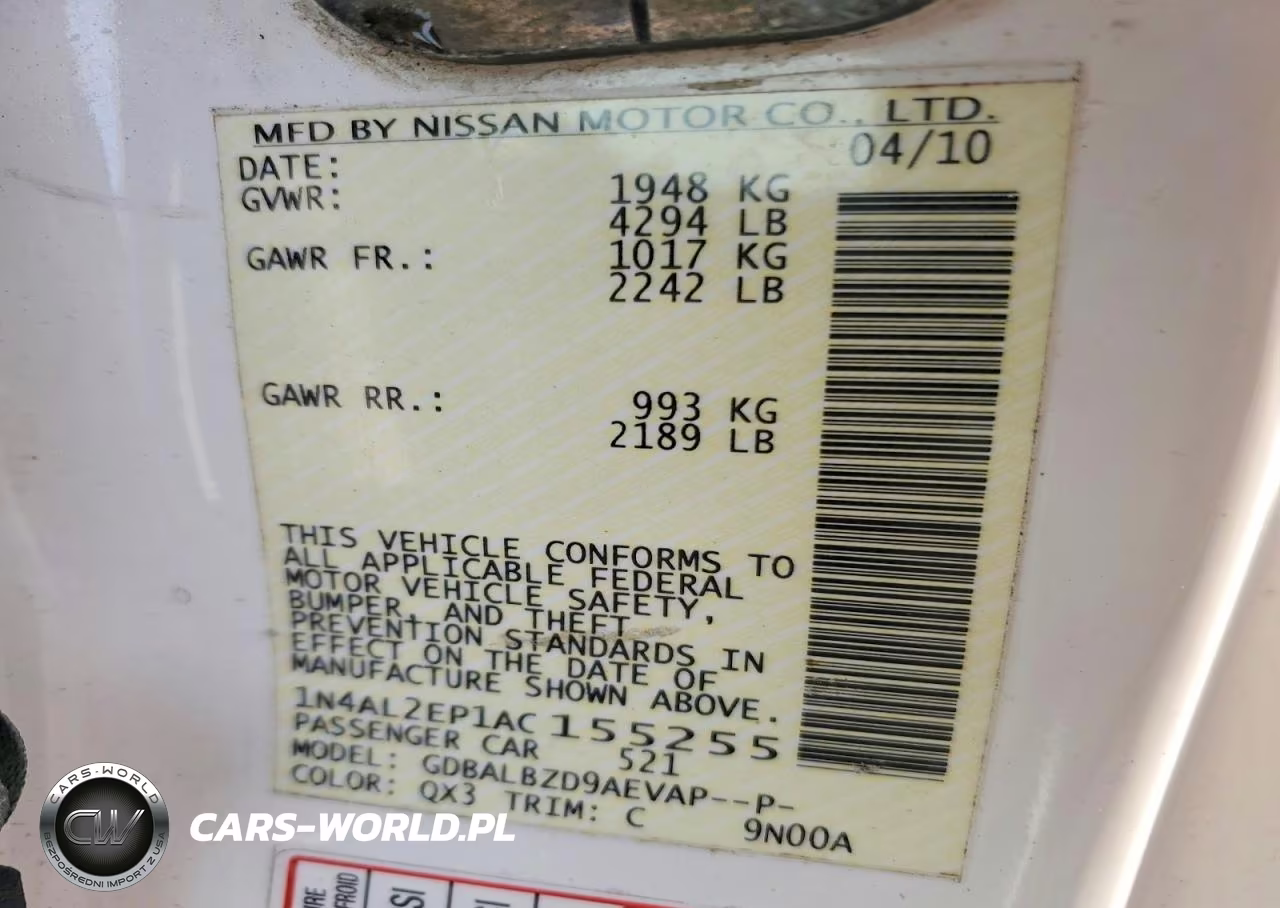 2010 Nissan Altima 2.5 S VIN:1N4AL2EP1AC155255 - 12