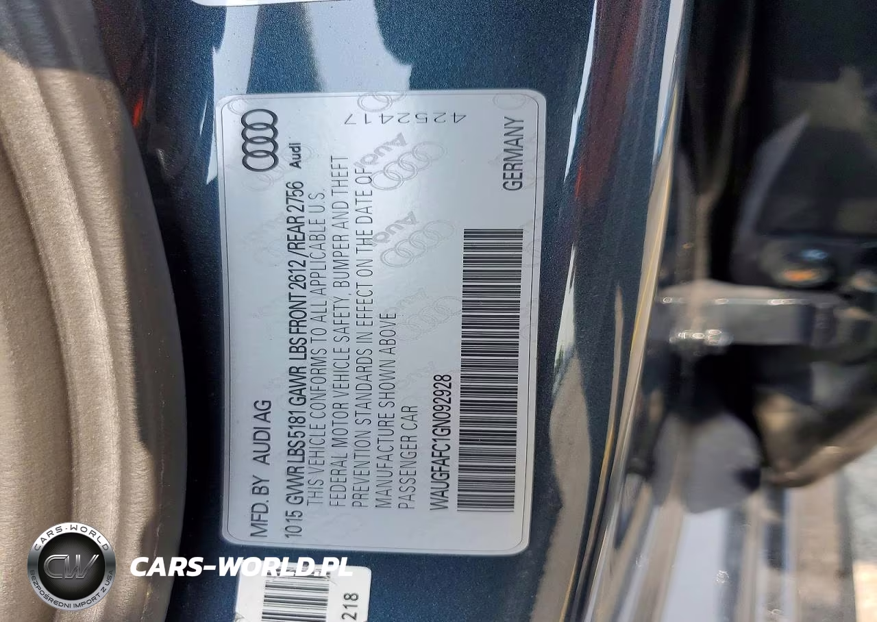 2016 Audi A6 Premium Plus VIN:WAUGFAFC1GN092928 - 12