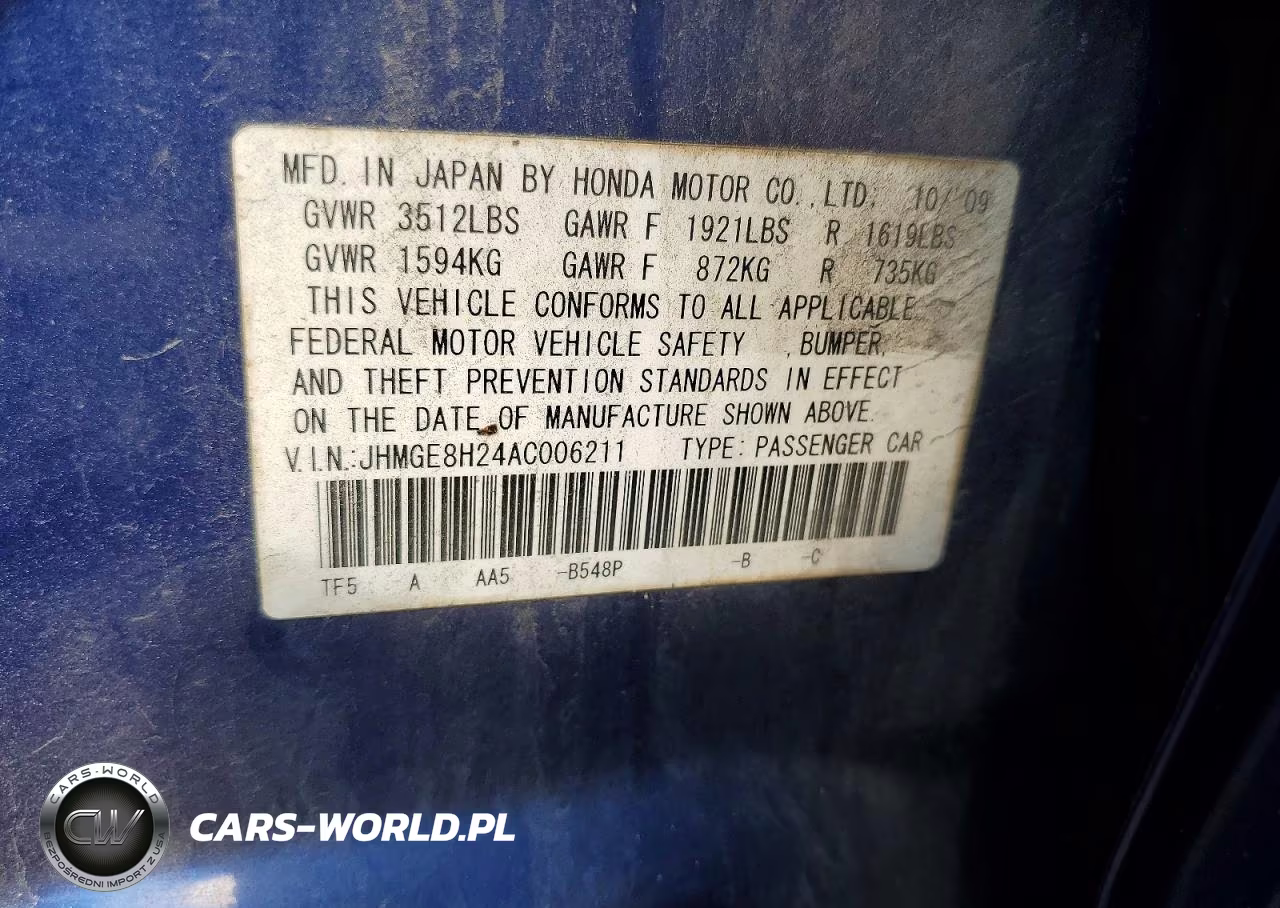2010 Honda Fit VIN:JHMGE8H24AC006211 - 12