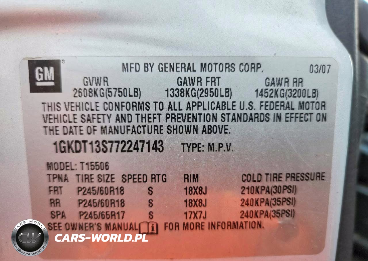 2007 GMC Envoy VIN:1GKDT13S772247143 - 14