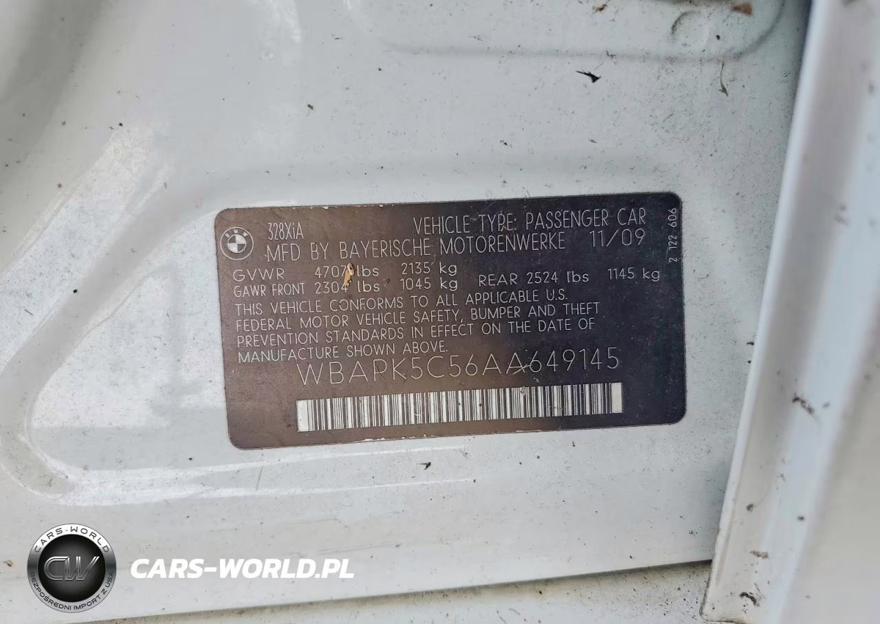 2010 BMW 328 Xi Sulev VIN:WBAPK5C56AA649145 - 12