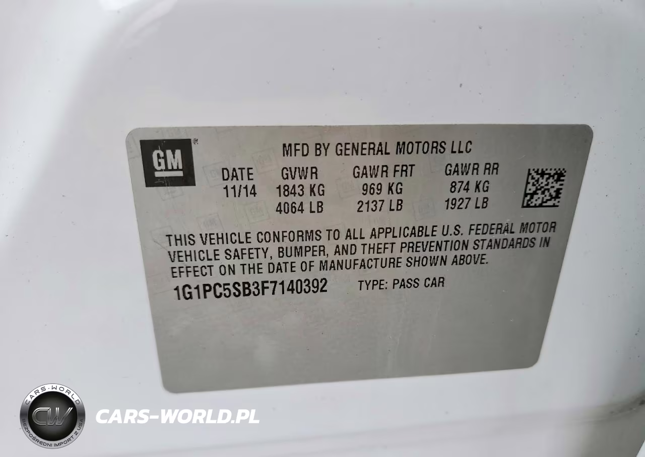 2015 Chevrolet Cruze Lt VIN:1G1PC5SB3F7140392 - 12