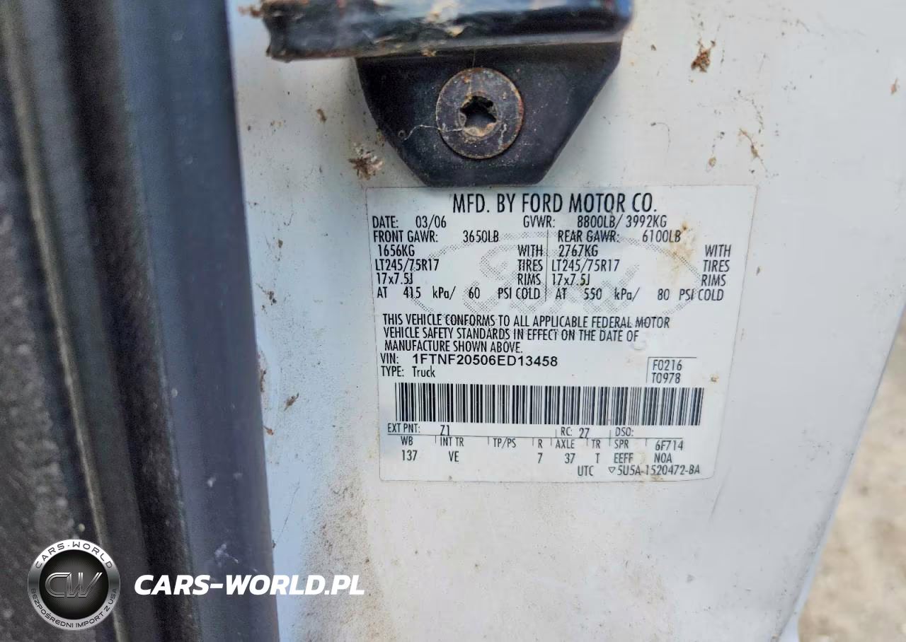 2006 Ford F250 Super Duty VIN:1FTNF20506ED13458 - 12