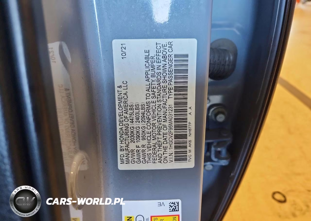 2021 Honda Accord Touring VIN:1HGCV2F95MA031231 - 12