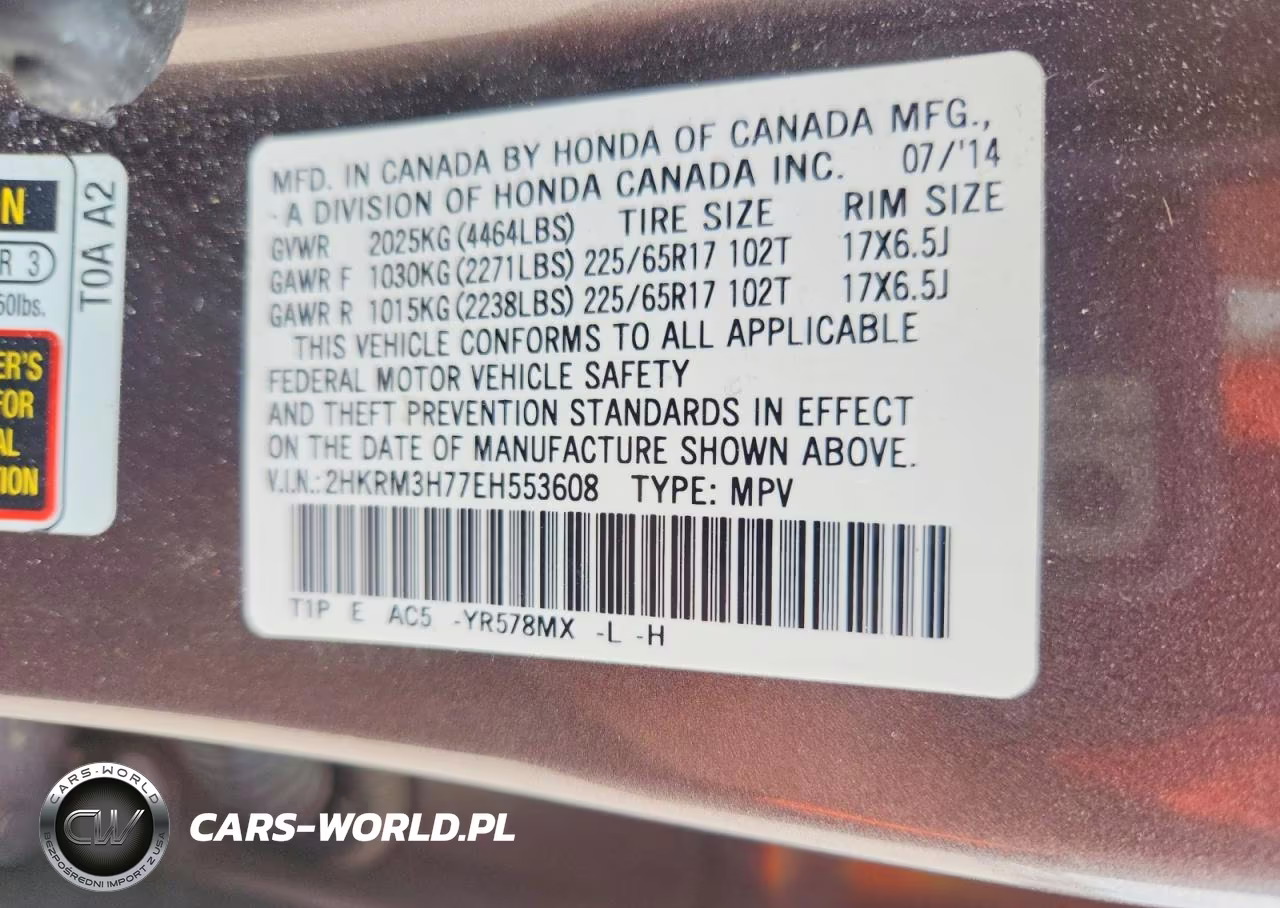 2014 Honda Cr-V Exl VIN:2HKRM3H77EH553608 - 13