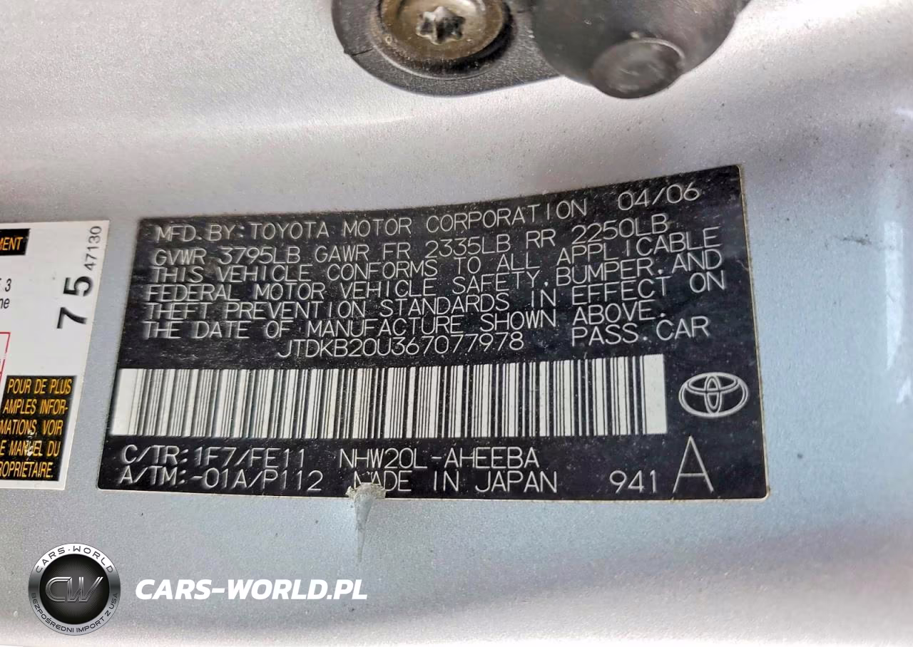 2006 Toyota Prius Base VIN:JTDKB20U367077978 - 12