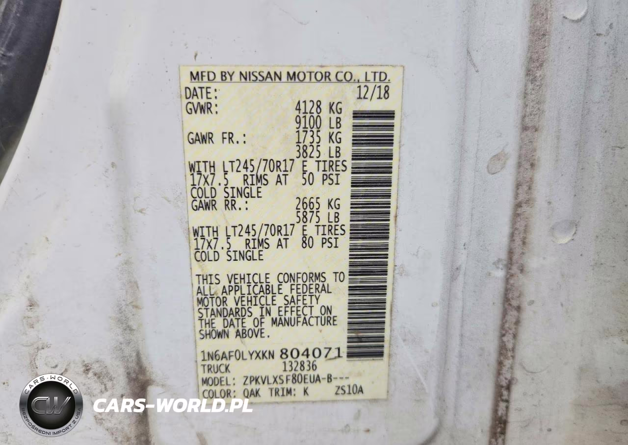 2019 Nissan Nv 2500 Hd Sv VIN:1N6AF0LYXKN804071 - 14