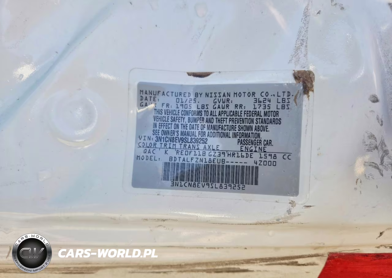 2025 Nissan Versa Sv VIN:3N1CN8EV9SL839252 - 12