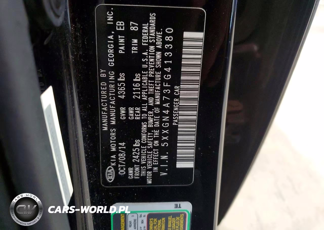 2015 Kia Optima Ex VIN:5XXGN4A73FG413380 - 12