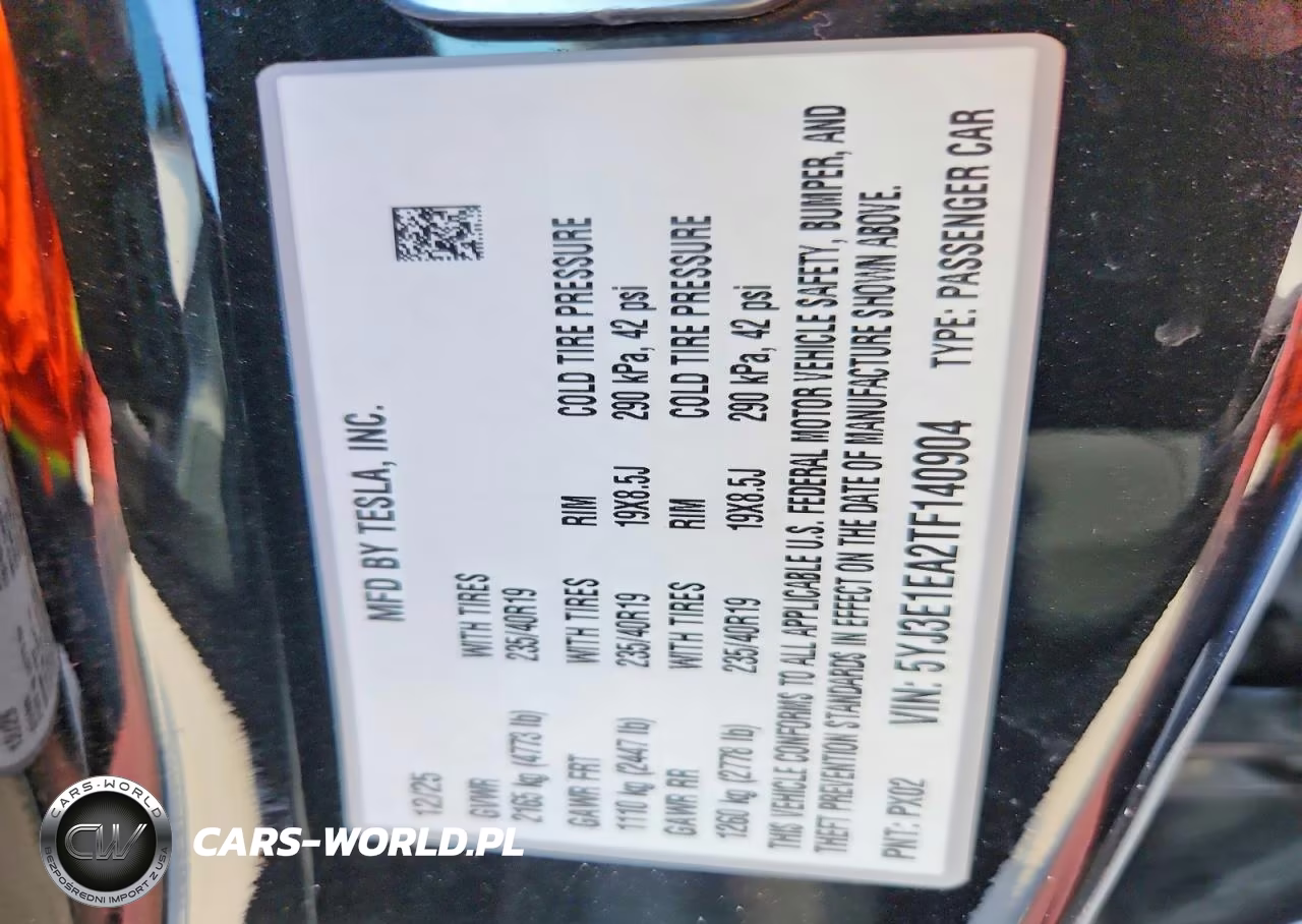 2026 Tesla Model 3 VIN:5YJ3E1EA2TF140904 - 12