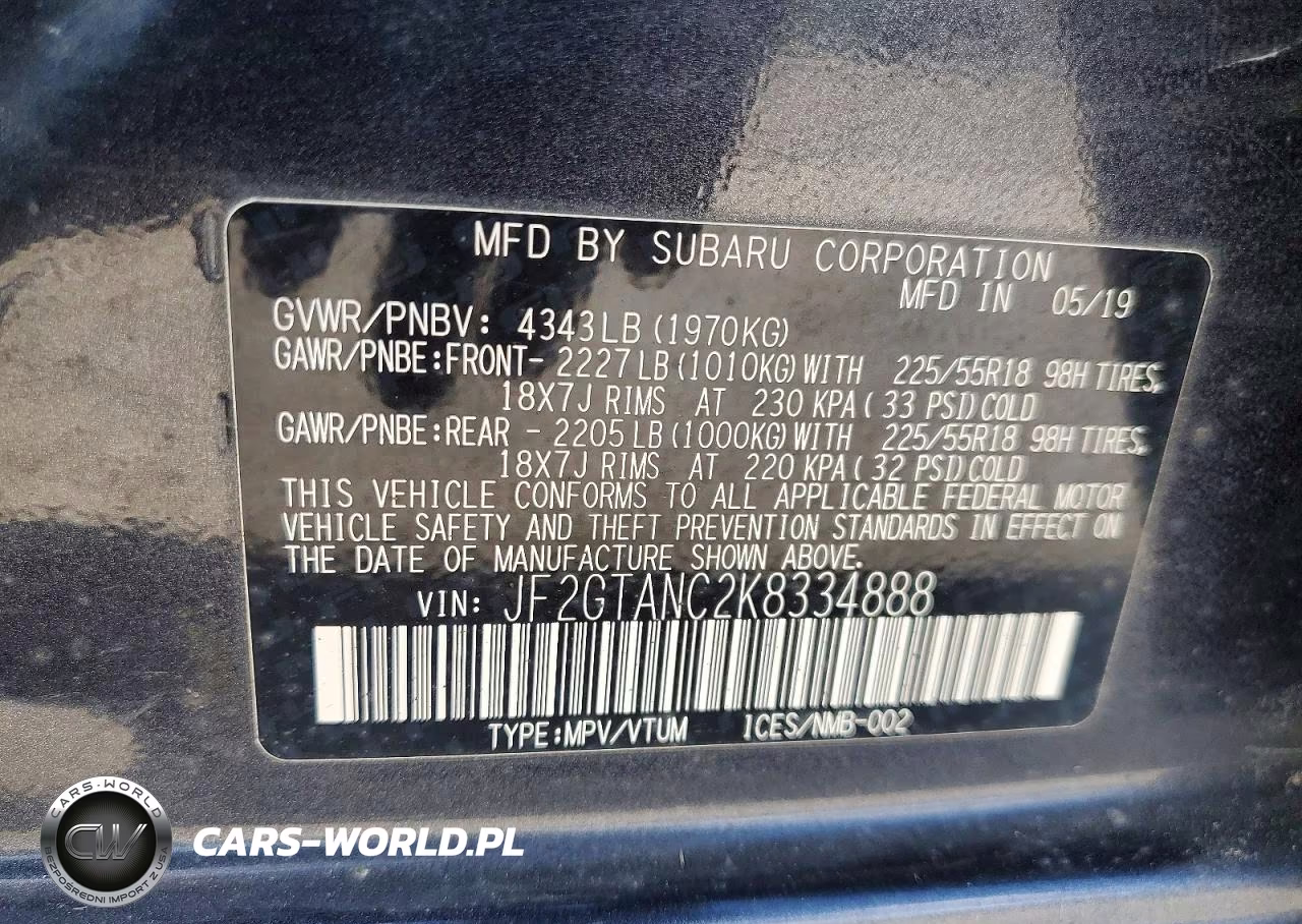2019 Subaru Crosstrek Limited VIN:JF2GTANC2K8334888 - 12
