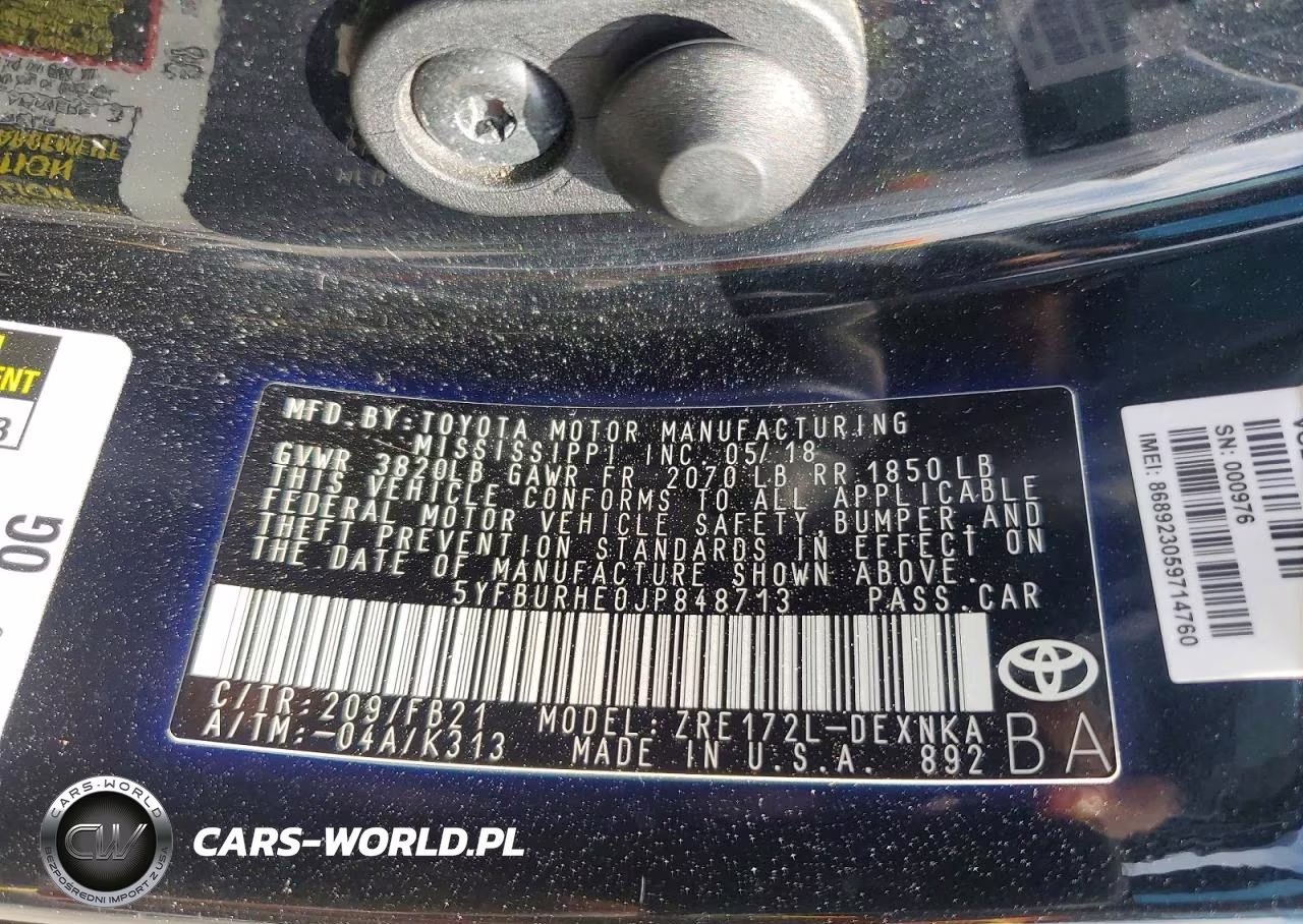 2018 Toyota Corolla Le VIN:5YFBURHE0JP848713 - 12