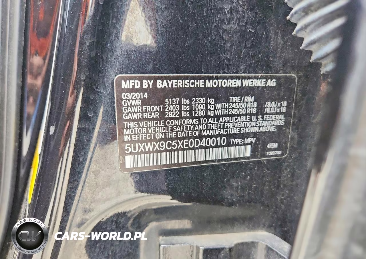 2014 BMW X3 xDrive28I VIN:5UXWX9C5XE0D40010 - 13