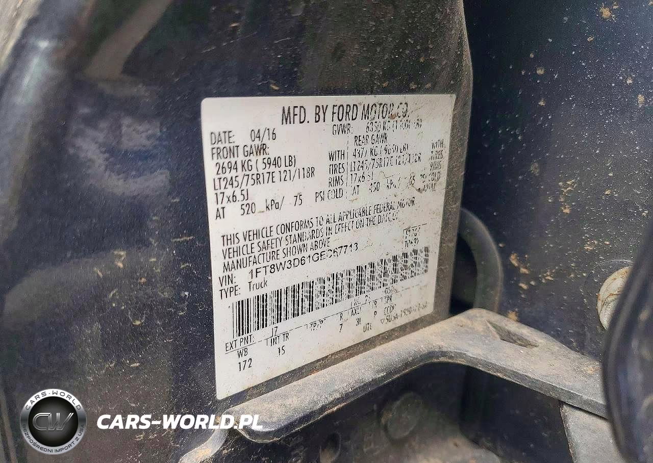 2016 Ford F350 Super Duty VIN:1FT8W3D61GEC67713 - 13