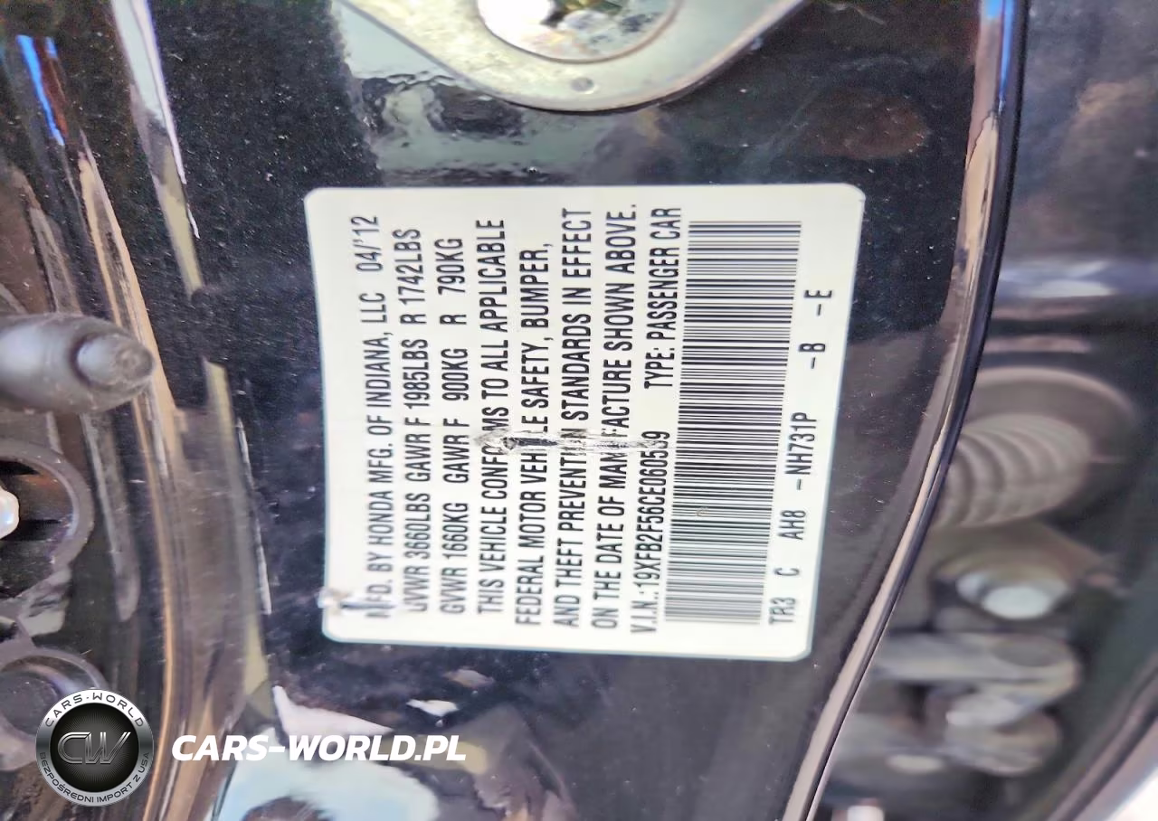 2012 Honda Civic Lx VIN:19XFB2F56CE060539 - 12