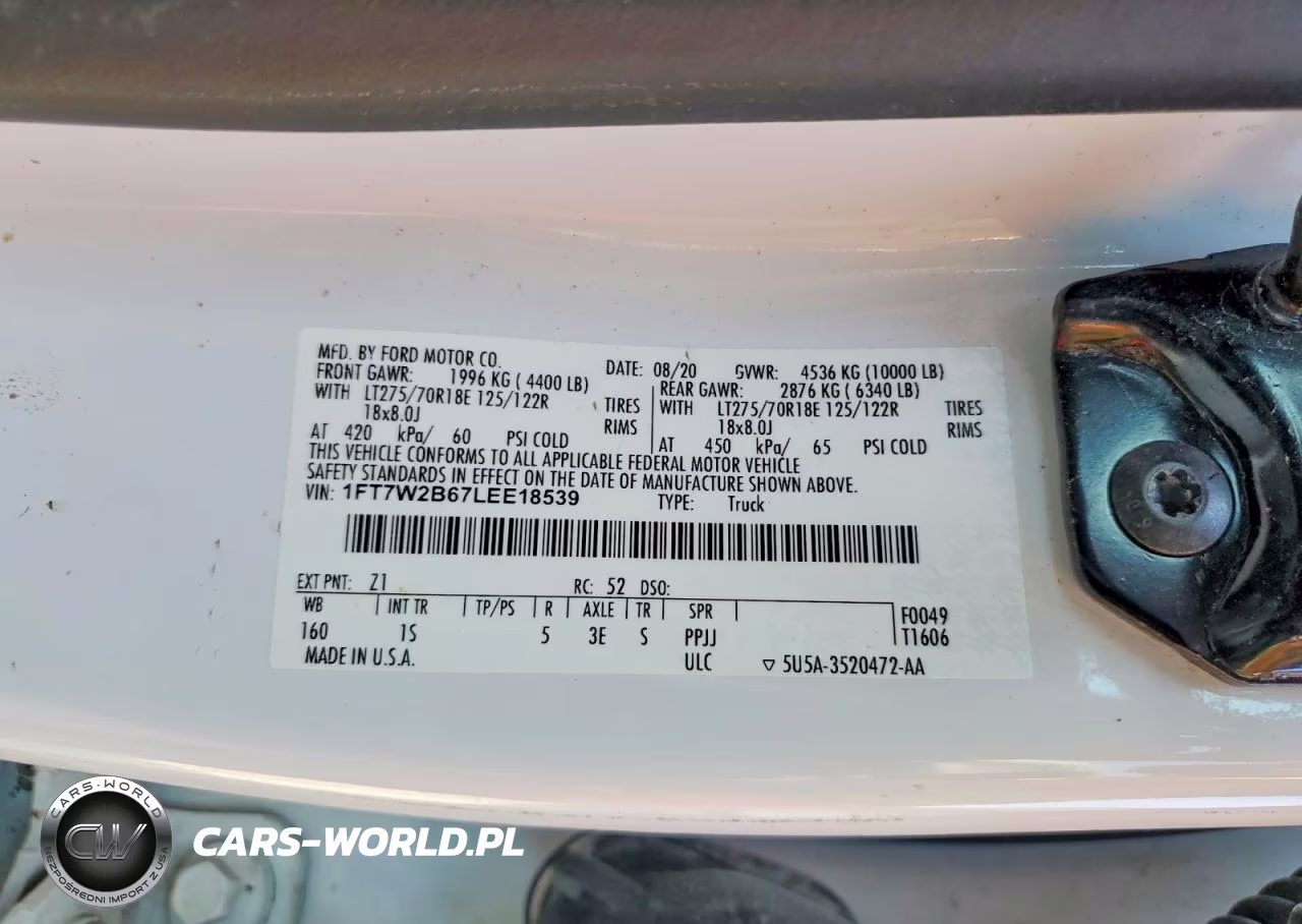 2020 Ford F250 Super Duty VIN:1FT7W2B67LEE18539 - 13