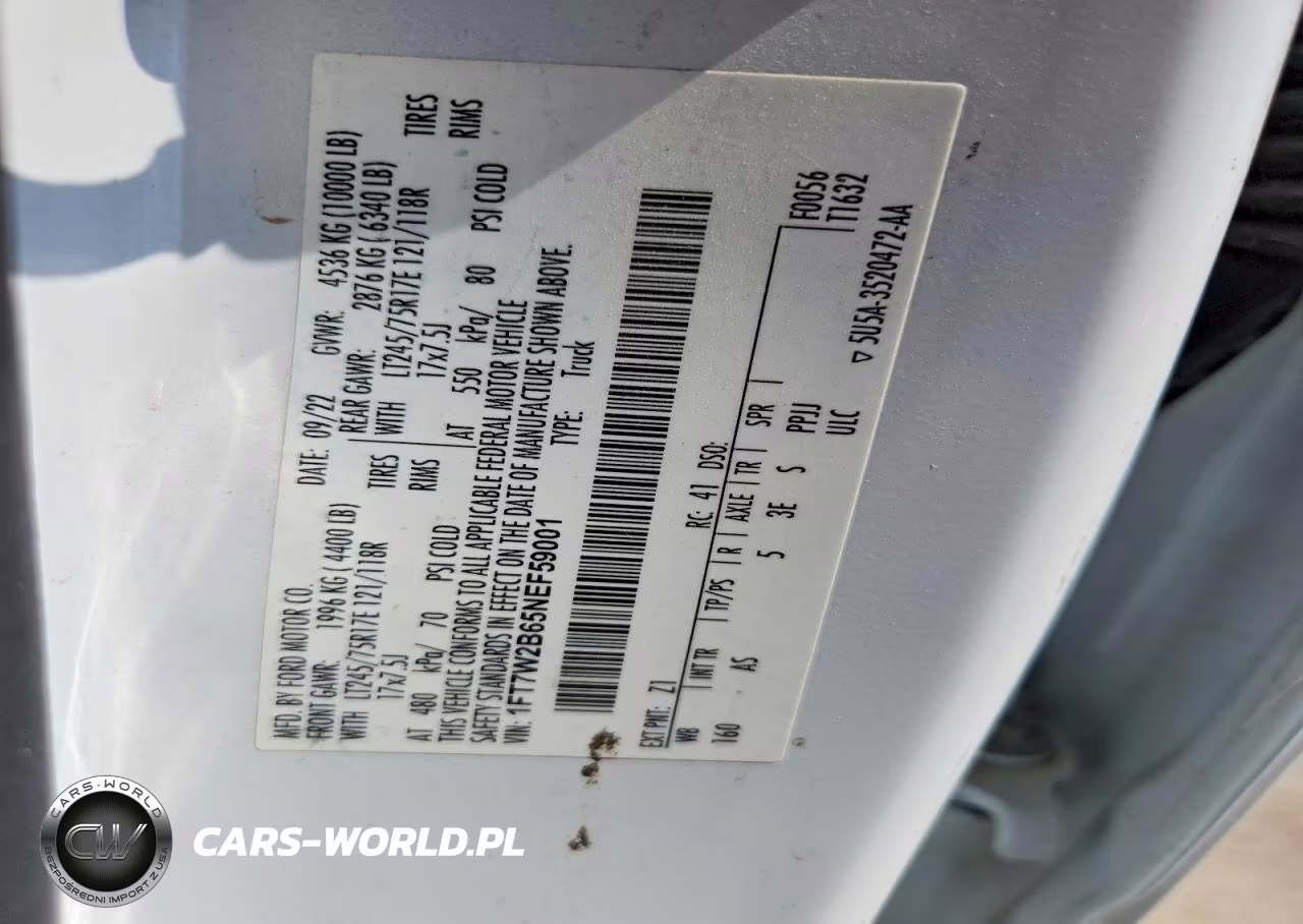 2022 Ford F250 Super Duty VIN:1FT7W2B65NEF59001 - 12