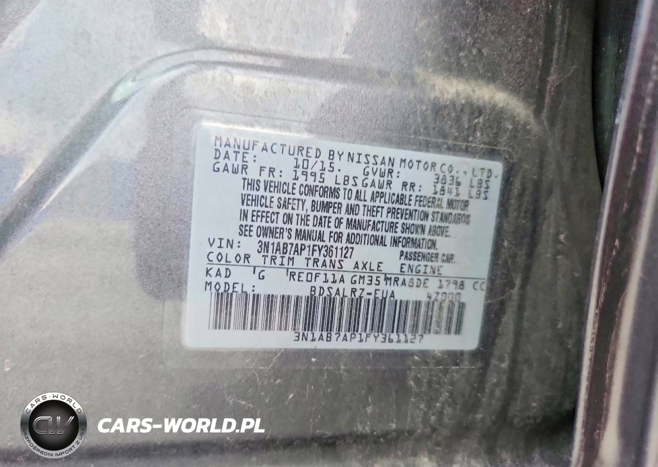 2015 Nissan Sentra Sr VIN:3N1AB7AP1FY361127 - 12
