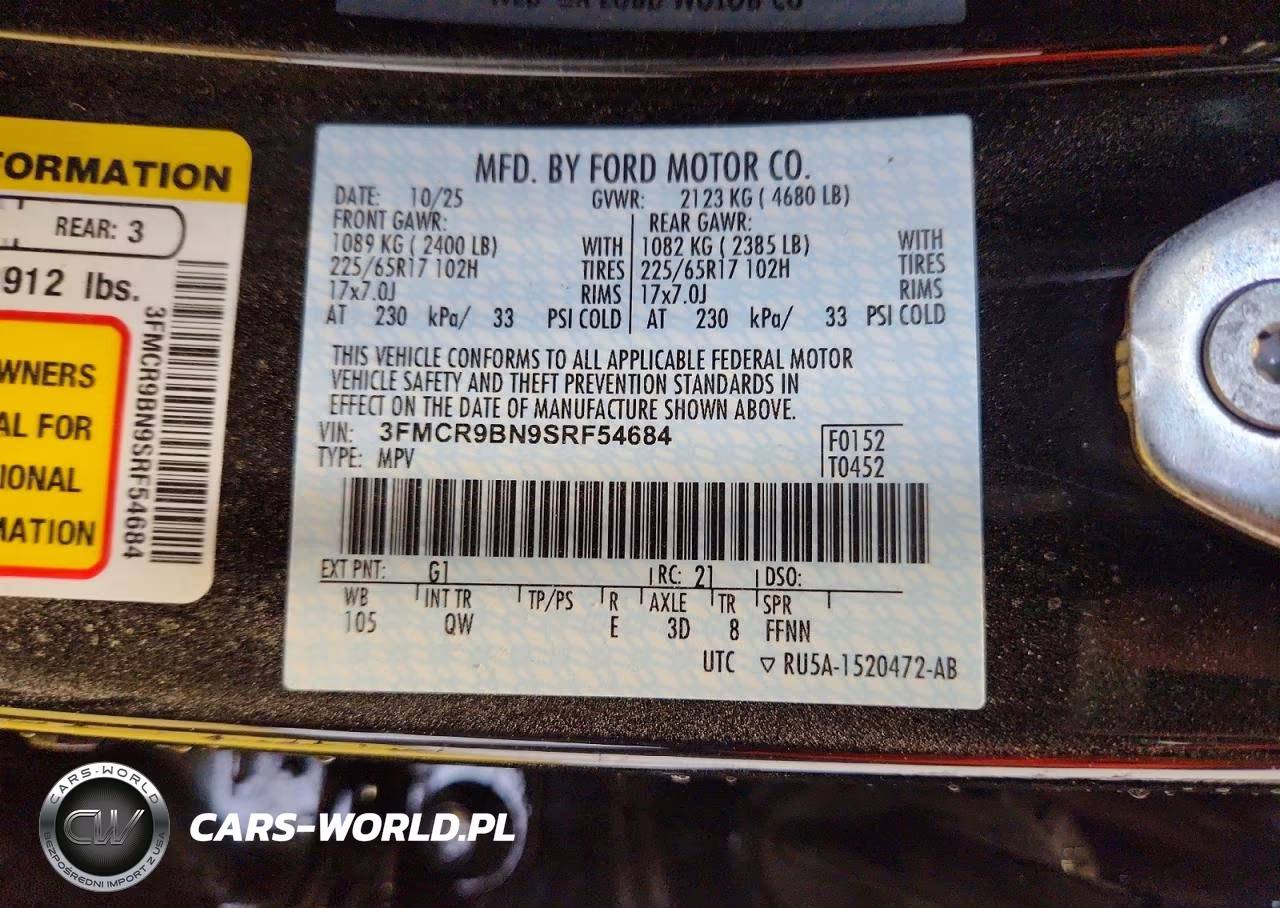 2025 Ford Bronco Sport Big Bend VIN:3FMCR9BN9SRF54684 - 13