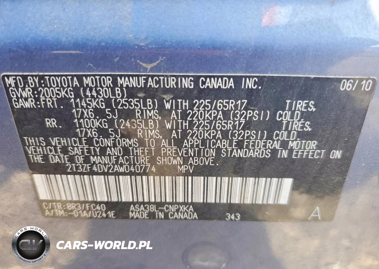 2010 Toyota Rav4 Base VIN:2T3ZF4DV2AW040774 - 12